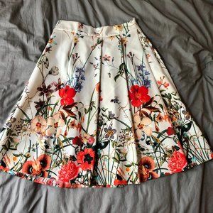 Floral midi A-line skirt